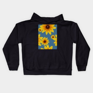 Blackeyed Susan on Burlap Blue Repeat 5748 Kids Hoodie